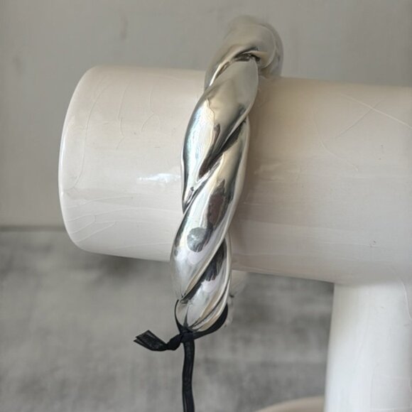 E&L Sterling Silver Electroform Statement Twisted Bangle Bracelet Israel - Picture 5 of 12